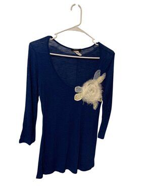 Vintage Y2k Ambiance Womens Size Medium 3/4 Sleeve Pull Over Round Neck Semi She